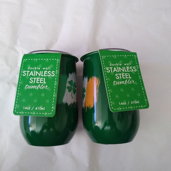 Stainless Steel Hot Cold Tumblers Coffee Tea Wine, Irish Ireland, set of 2 - Picture 2 of 6